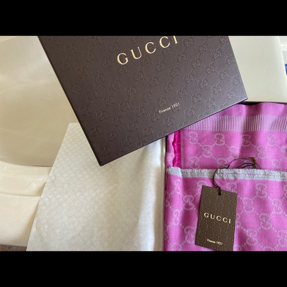Brand-new Gucci double GG silk wool shawl Scarves - Picture 2 of 5
